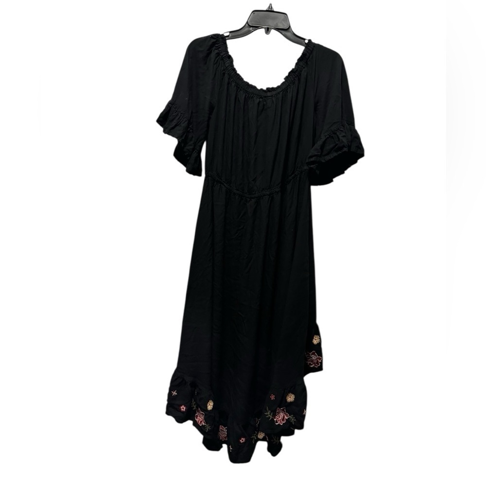 Elegant Black Floral Dress Size 1X High-Low - Picture 11 of 12